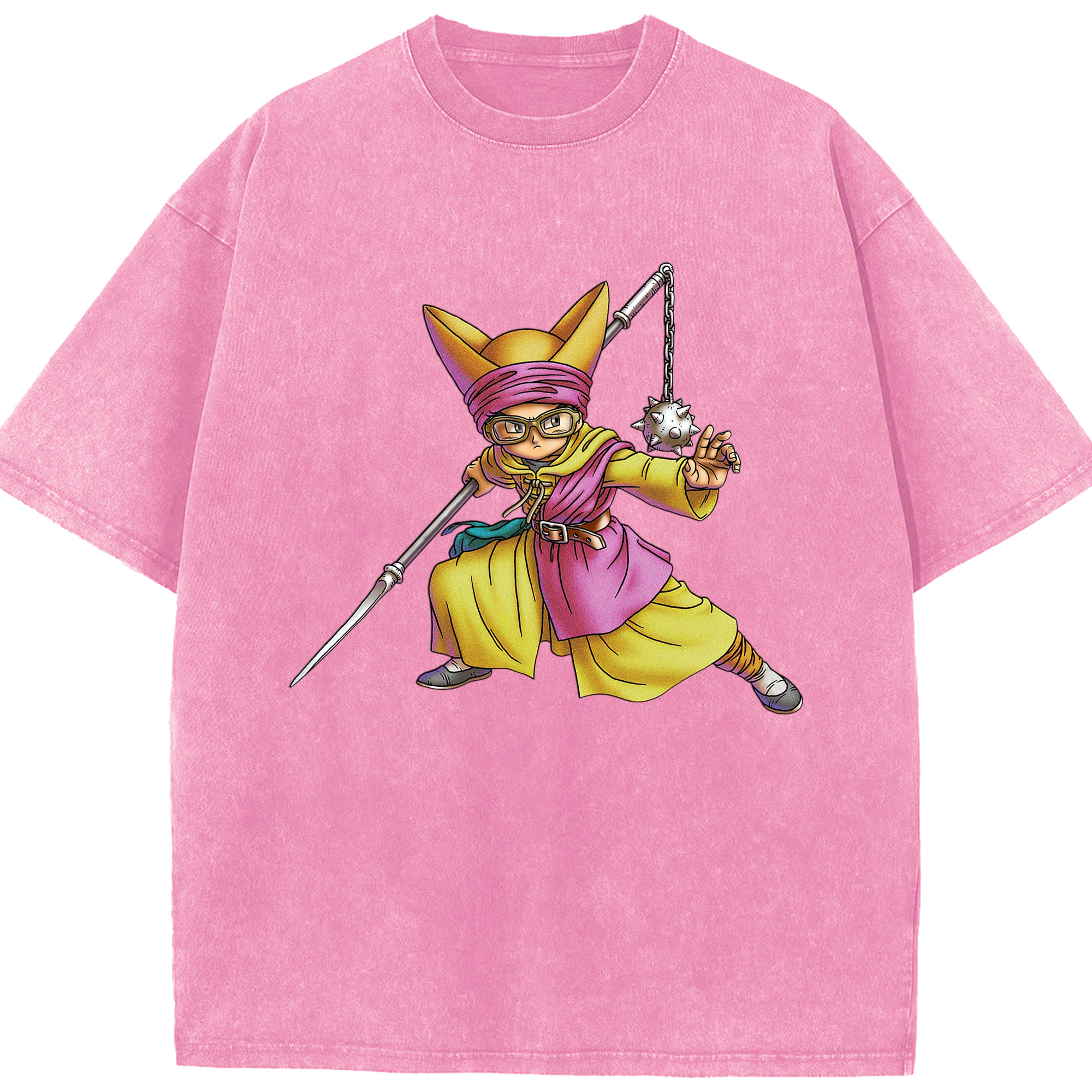 （画像用） ドラゴンクエスト Doragon Kuesuto Dragon Quest 綿100% ヴィンテージ風 半袖Tシャツ（フロントプリント）